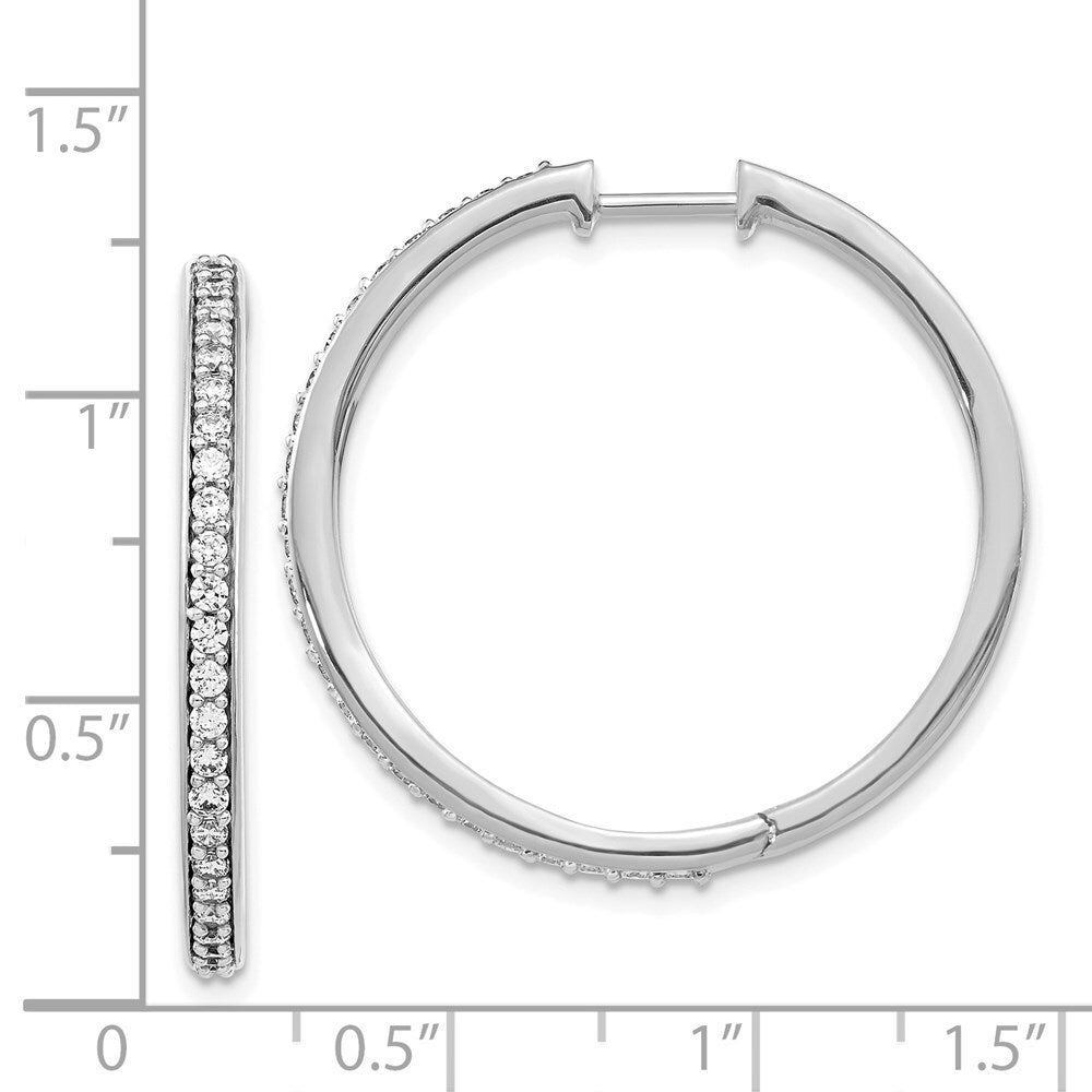 14k White Gold Diamond Hinged Hoop Earrings