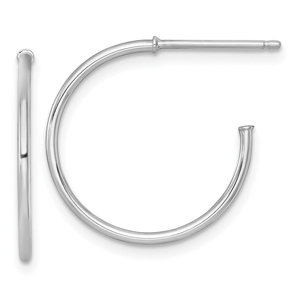 14k White Gold Polished 1.2 x 20mm Solid C-Hoop Earrings Gift for Women