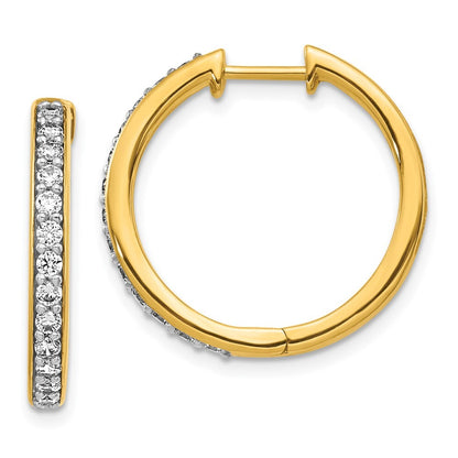 14k Yellow Gold Diamond Hinged Hoop Earrings