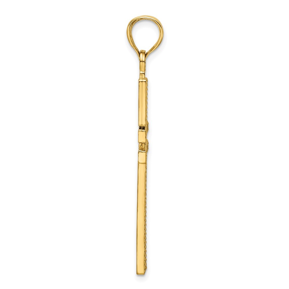14k Yellow Gold Polished Beaded Cross Pendant