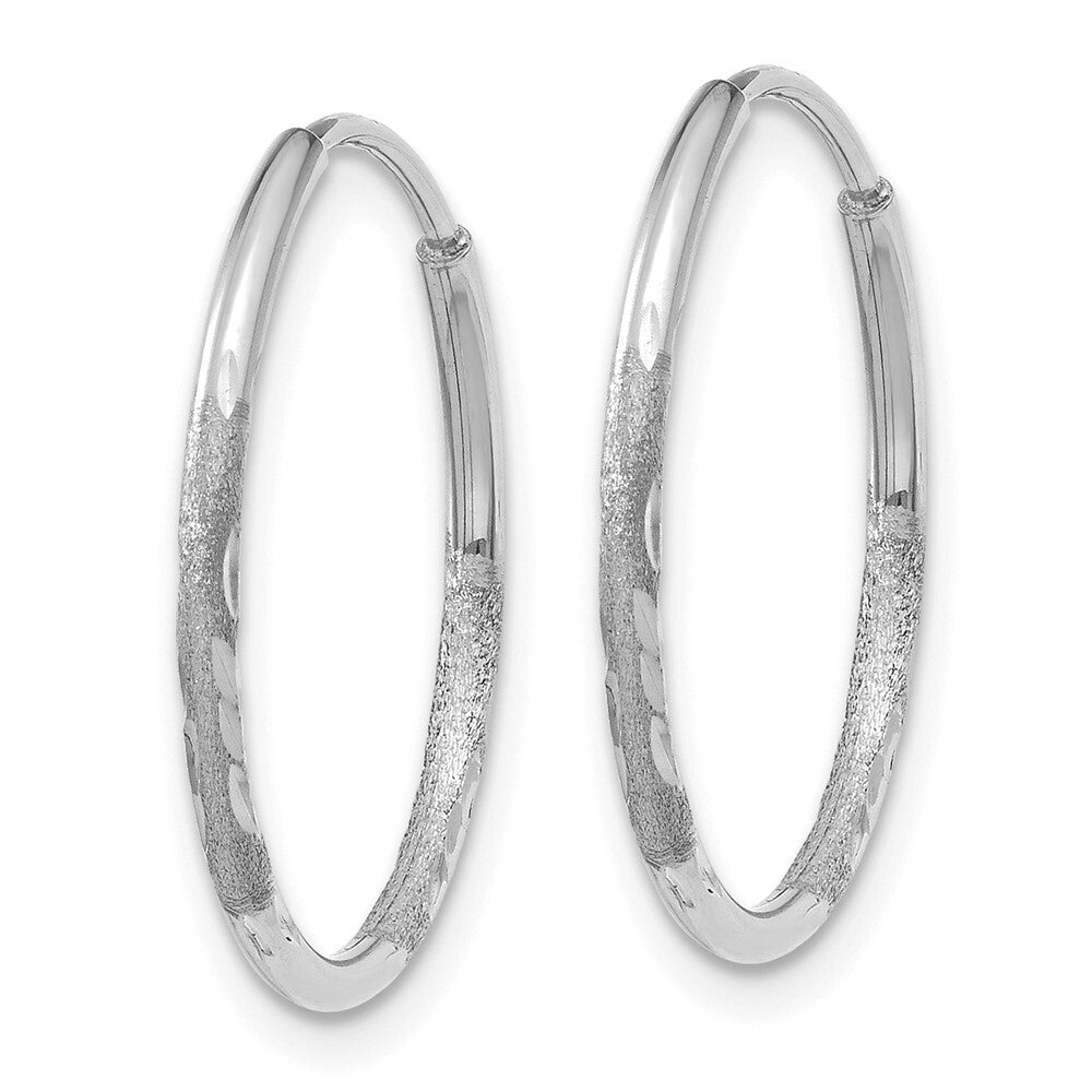 14K White Gold 1.25mm Diamond-cut Endless Hoop Earring Gift for Women