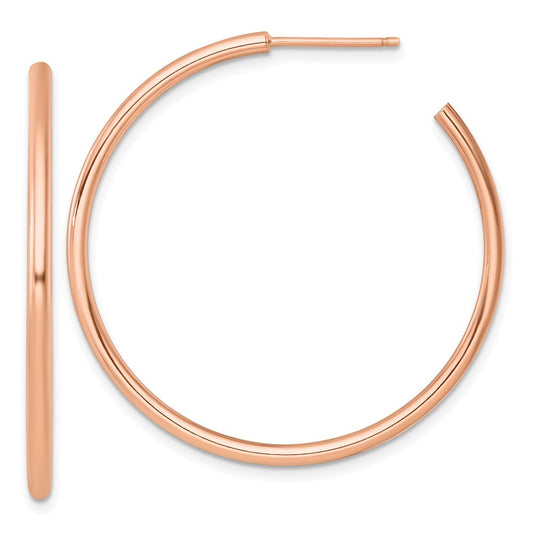 14k Rose Gold Polished 2 x 40mm Tube C-Hoop Earrings