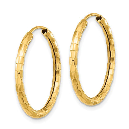 14k Yellow Gold Polished Faceted 2.5mm Hoop Earrings