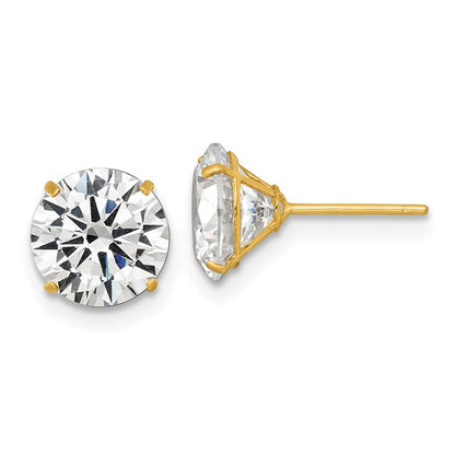 14k Yellow Gold Polished 8.00mm Round CZ Stud Earrings