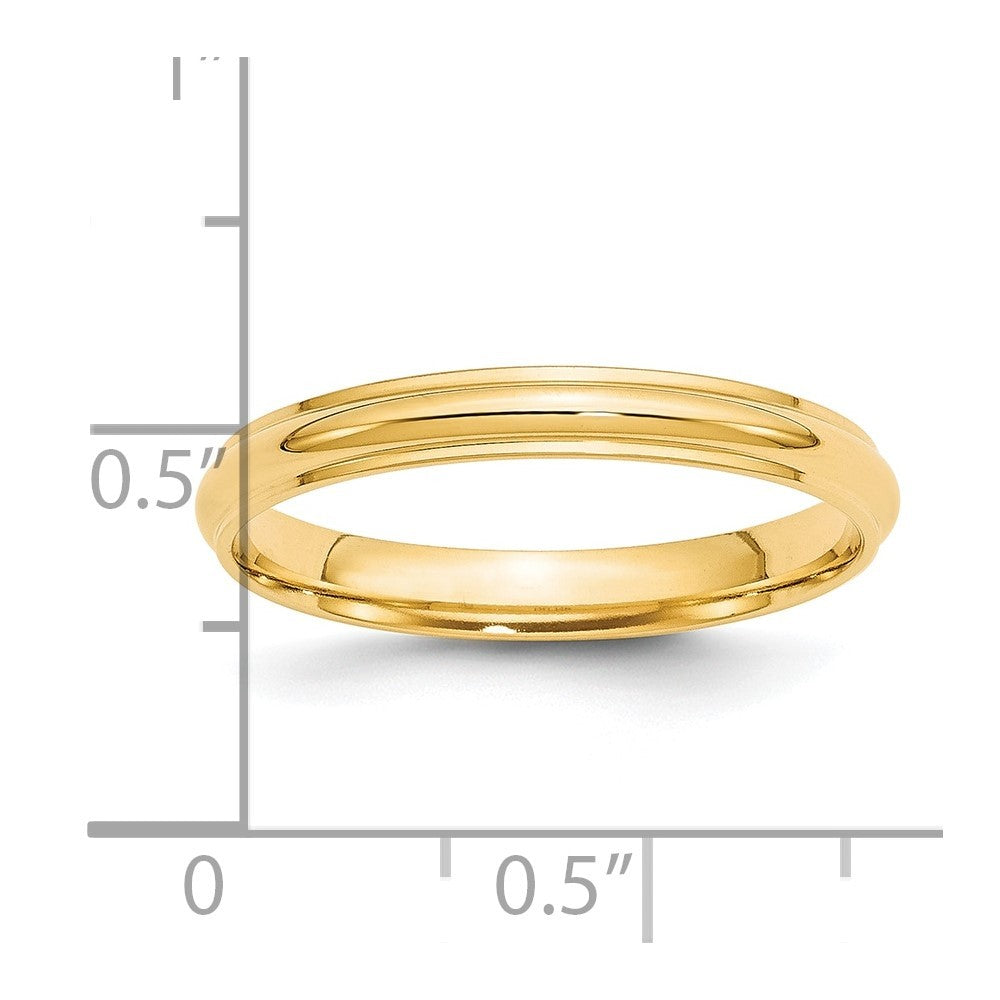 14k Yellow Gold 3mm Half Round with Edge Wedding Band Ring Size 7