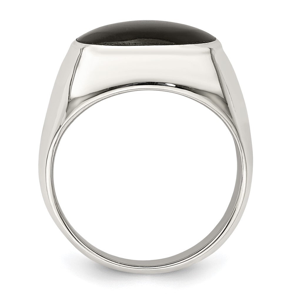 Sterling Silver Polished Black Onyx Ring Size 8