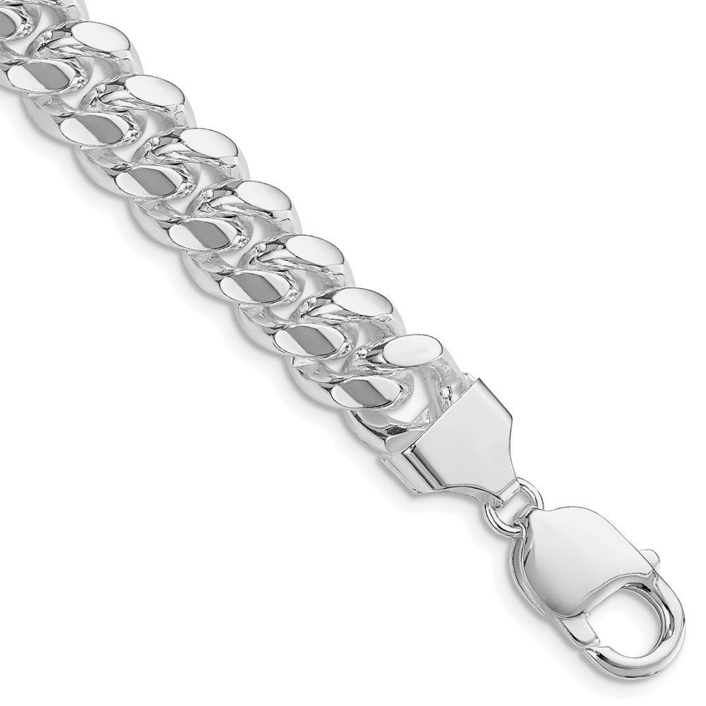 Sterling Silver Rhodium-plated 10.7mm Polished Domed Curb Chain Bracelet
