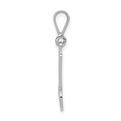 14k White Gold Solid Polished Script Filigree Letter M Initial Pendant for Women