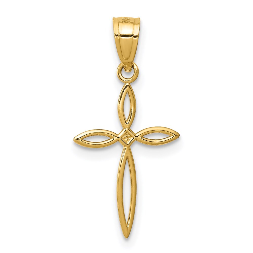 14k Yellow Gold Passion Cross Charm Pendant for Women