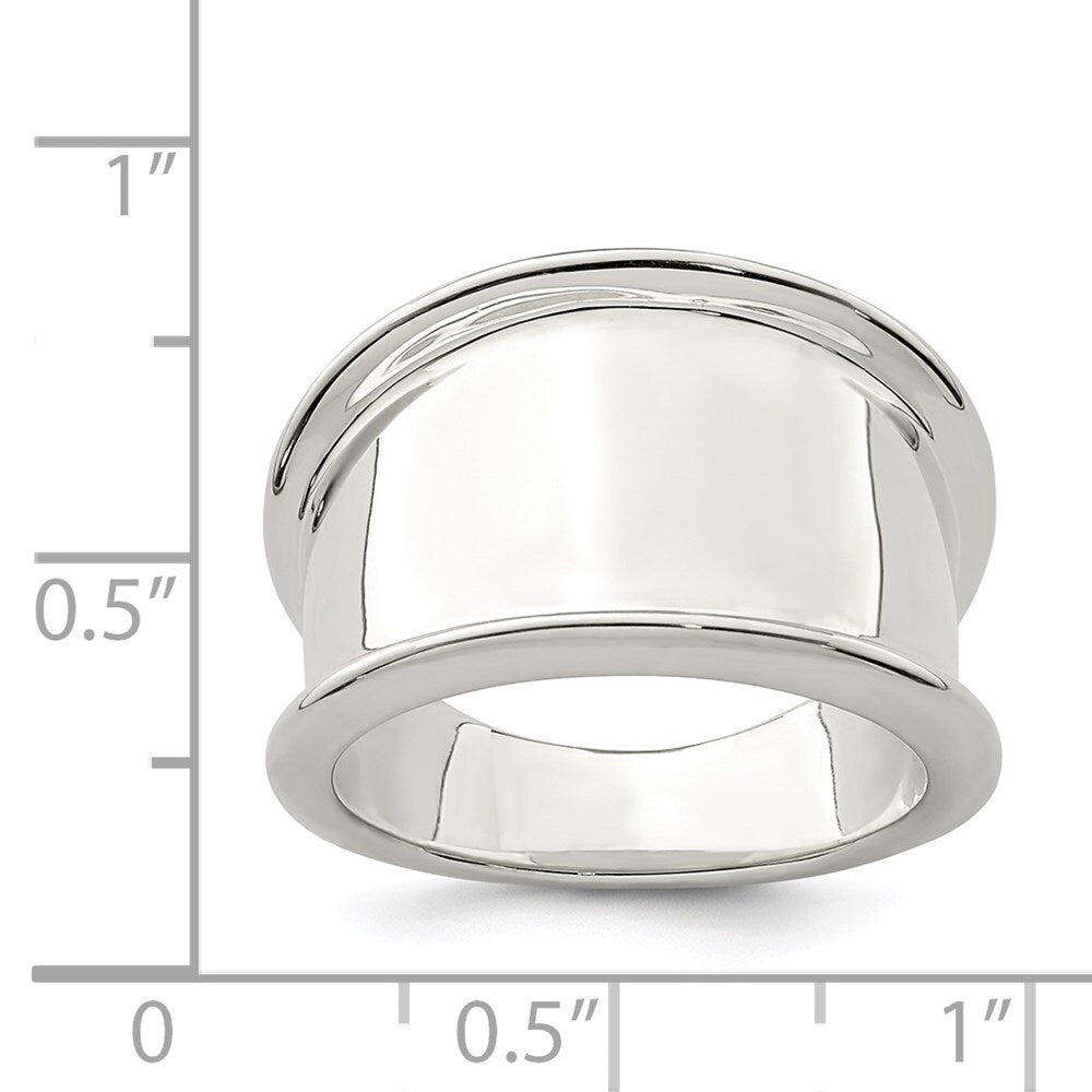 Sterling Silver 15mm Tapered Ring Size 8