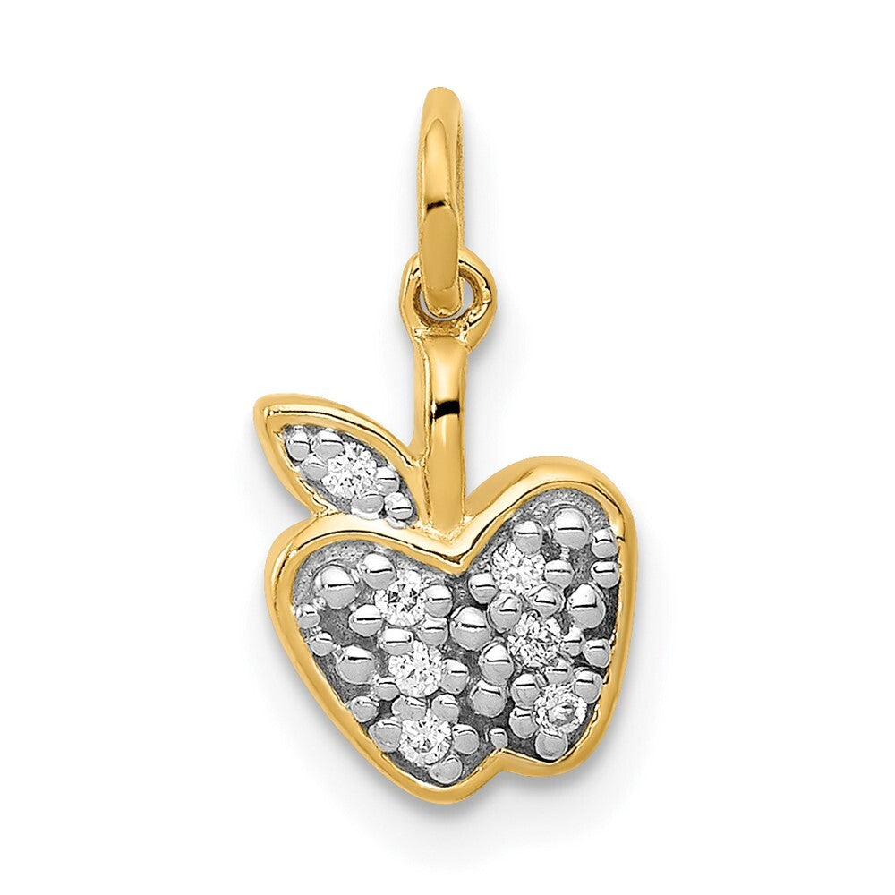 14k Yellow Gold Diamond Apple Charm Pendant for Women