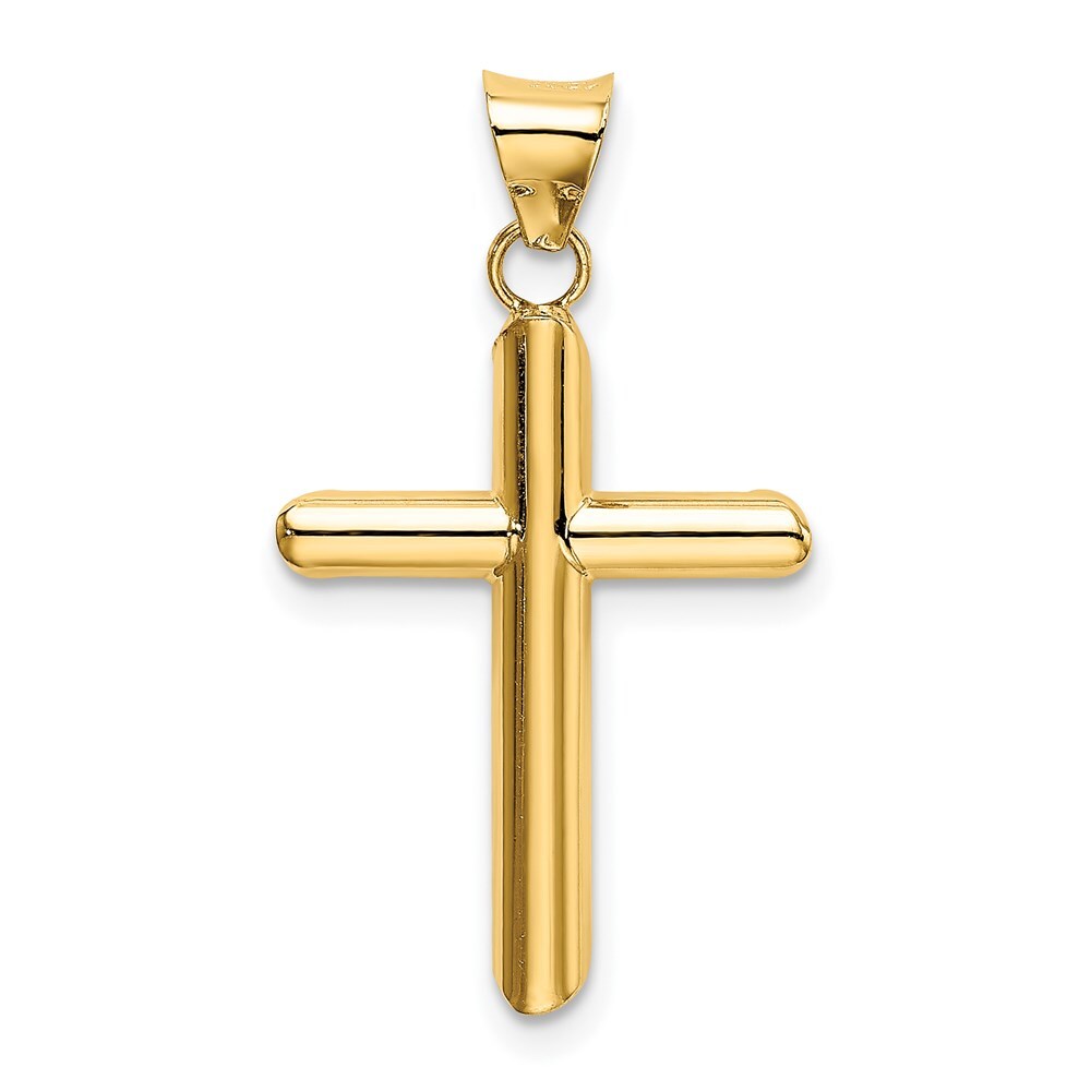 14k Yellow Gold Polished Tube Cross Pendant