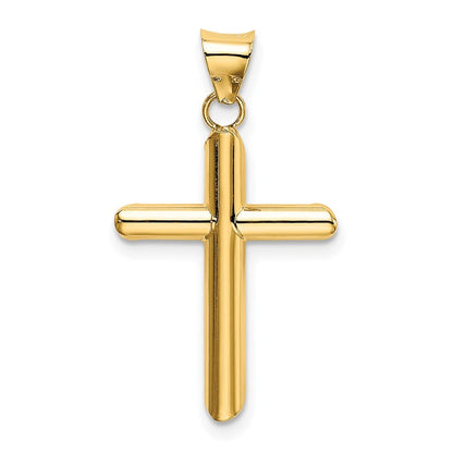 14k Yellow Gold Polished Tube Cross Pendant