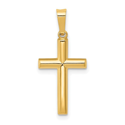 14k Yellow Gold Hollow Cross Pendant for Women
