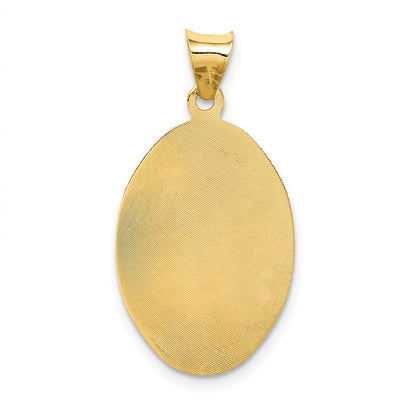 14k Yellow Gold w Rhodium Diamond-Cut Lady Of Guadalupe Oval Pendant