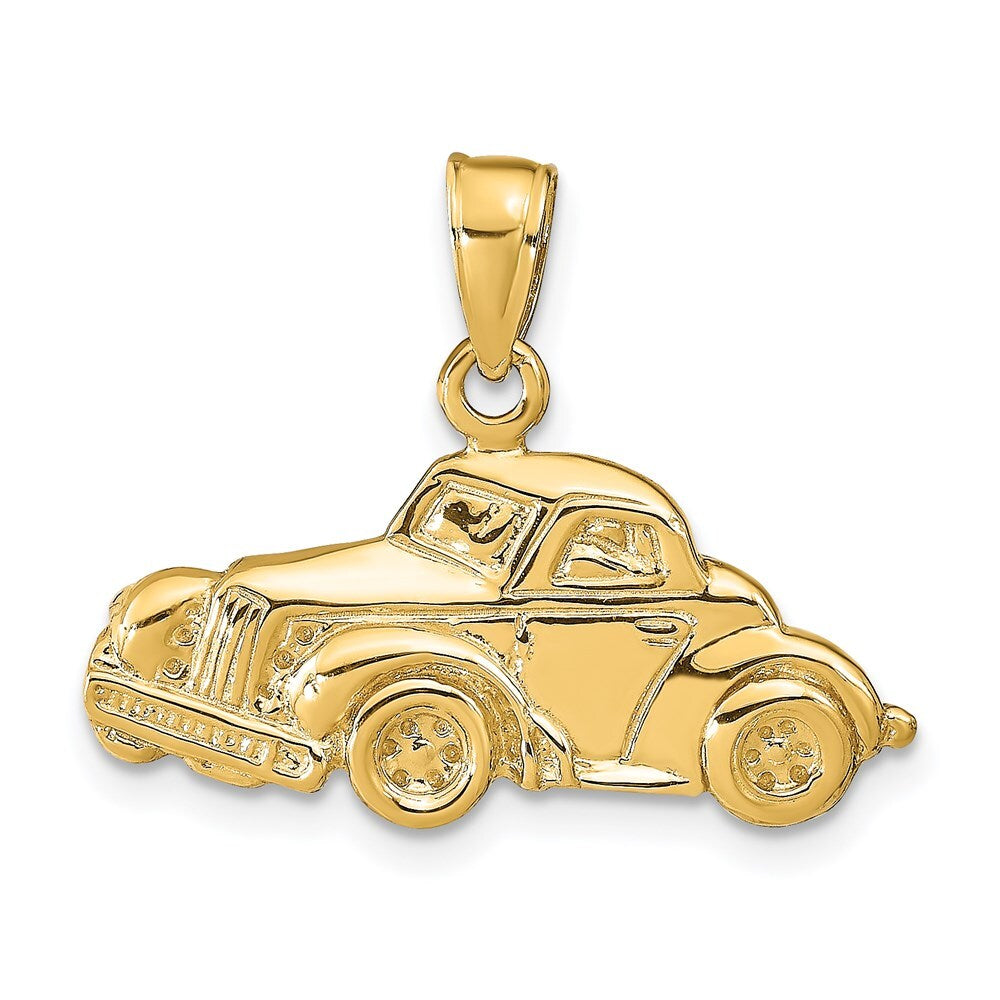14k Yellow Gold Classic Antique Car Pendant for Women