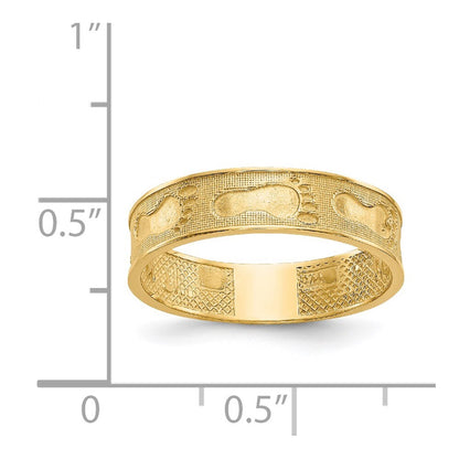 14K Yellow Gold Footprints In The Sand Ring