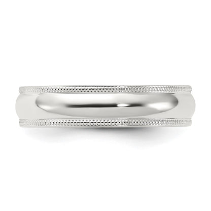 Sterling Silver 5mm Comfort Fit Half Round Milgrain Size 11 Band