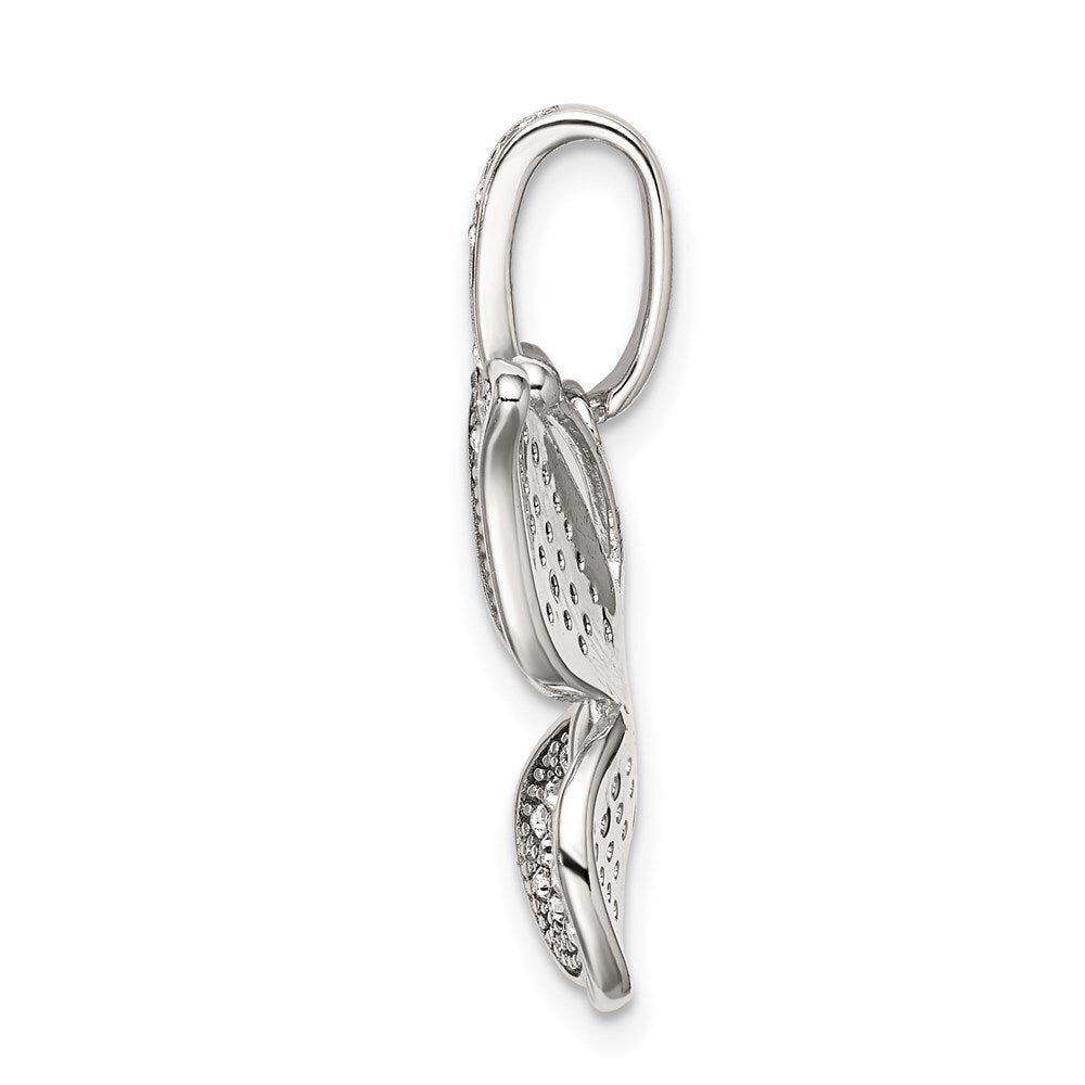 Sterling Silver Rhod-plated Polished Preciosa Crystal Butterfly Pendant