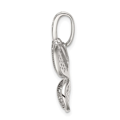 Sterling Silver Rhod-plated Polished Preciosa Crystal Butterfly Pendant