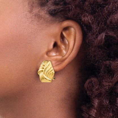 14k Yellow Gold Omega Clip Non-pierced Stud Earrings