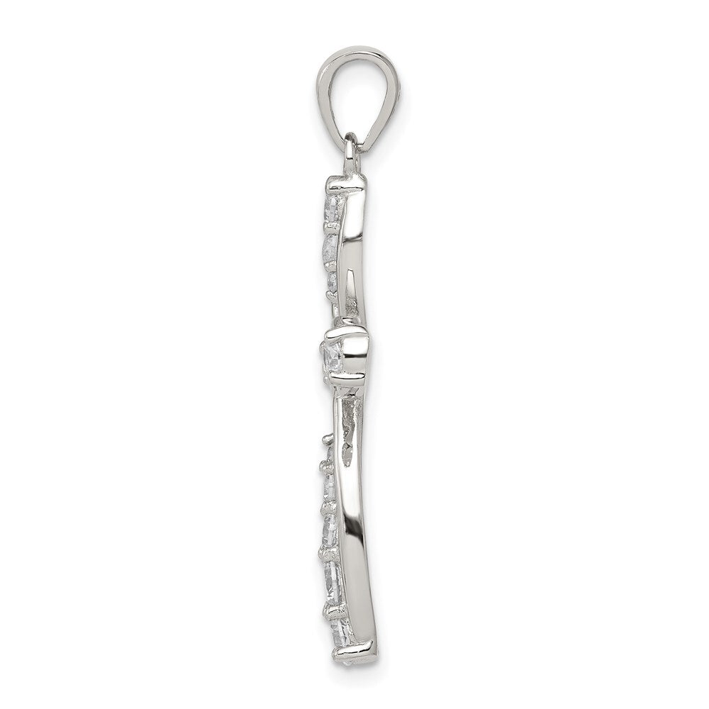 Sterling Silver Rhodium-plated Cubic Zirconia Cross Pendant