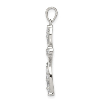 Sterling Silver Rhodium-plated Cubic Zirconia Cross Pendant