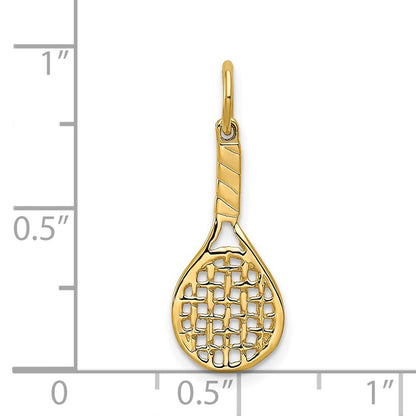 14k Yellow Gold Racquet Charm Pendant for Women