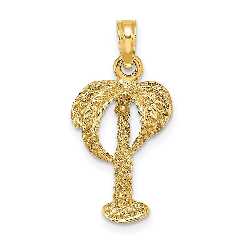 14k Yellow Gold 2-D Palm Tree w/ Coconuts Charm