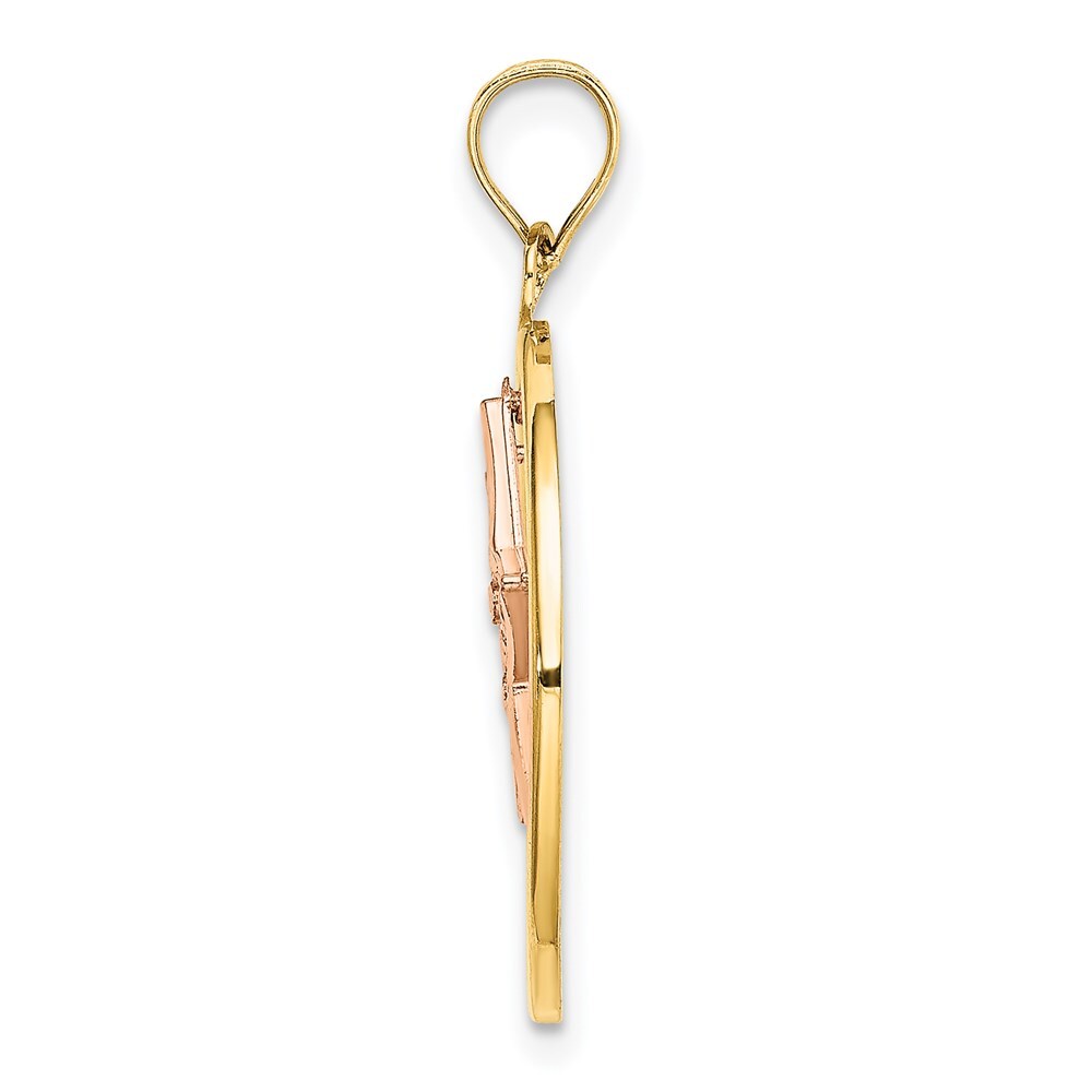14k Two-tone Gold White Rhodium Star in Frame Moveable Charm Pendant