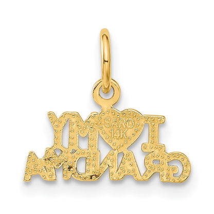 14k Yellow Gold I HEART MY GRANDMA Charm