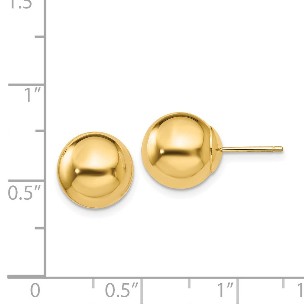 14k Yellow Gold Polished 10mm Ball Stud Earrings Gift for Women