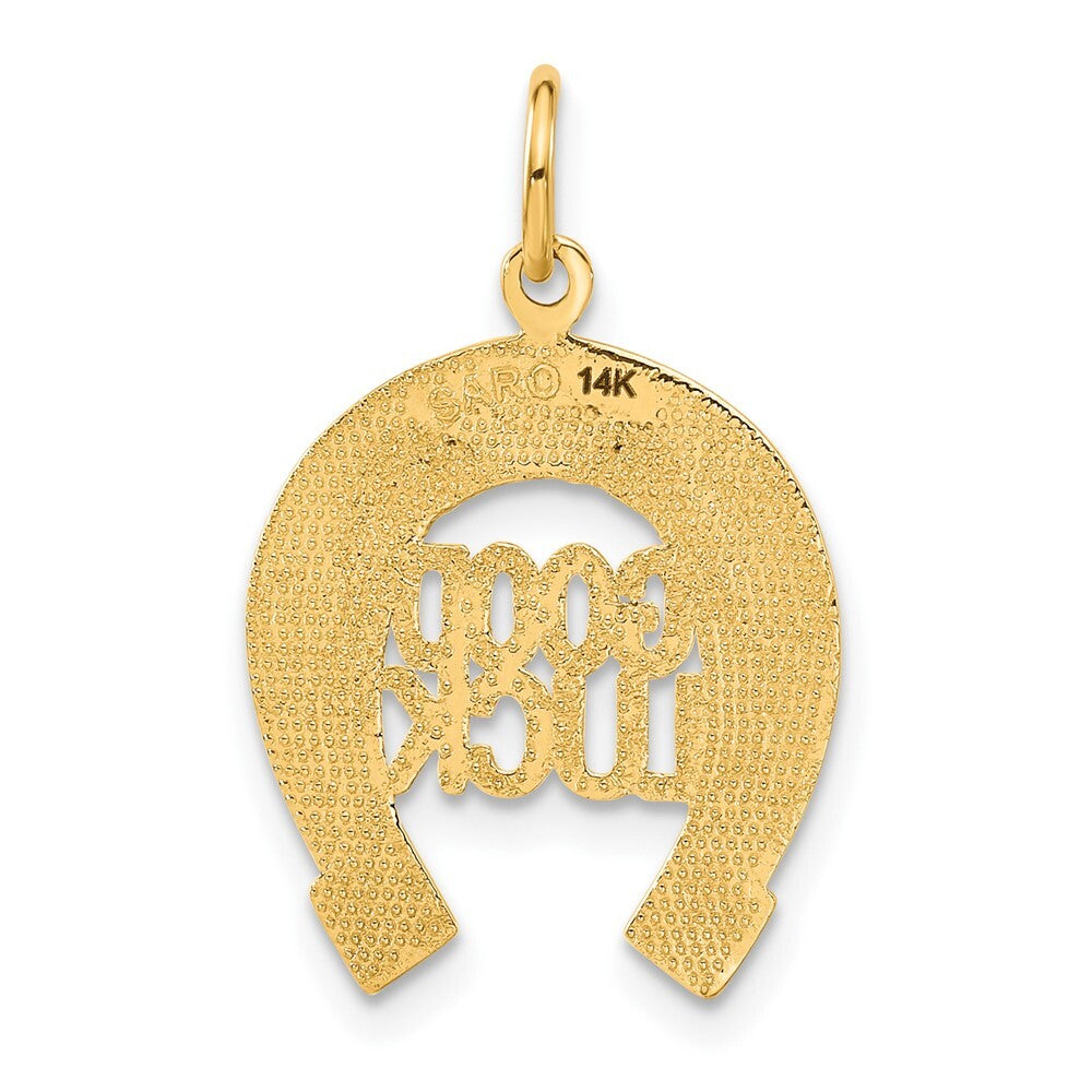 14k Yellow Gold Horseshoe Good Luck Charm Pendant for Women