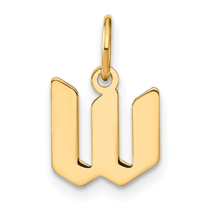 14k Yellow Gold Lowercase Letter W Initial Pendant for Women
