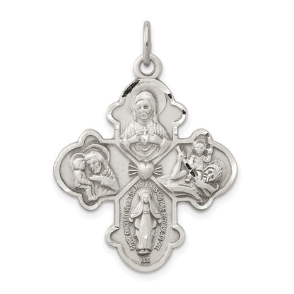 Sterling Silver Antiqued 4-way Medal Pendant Holiday Gift for Women