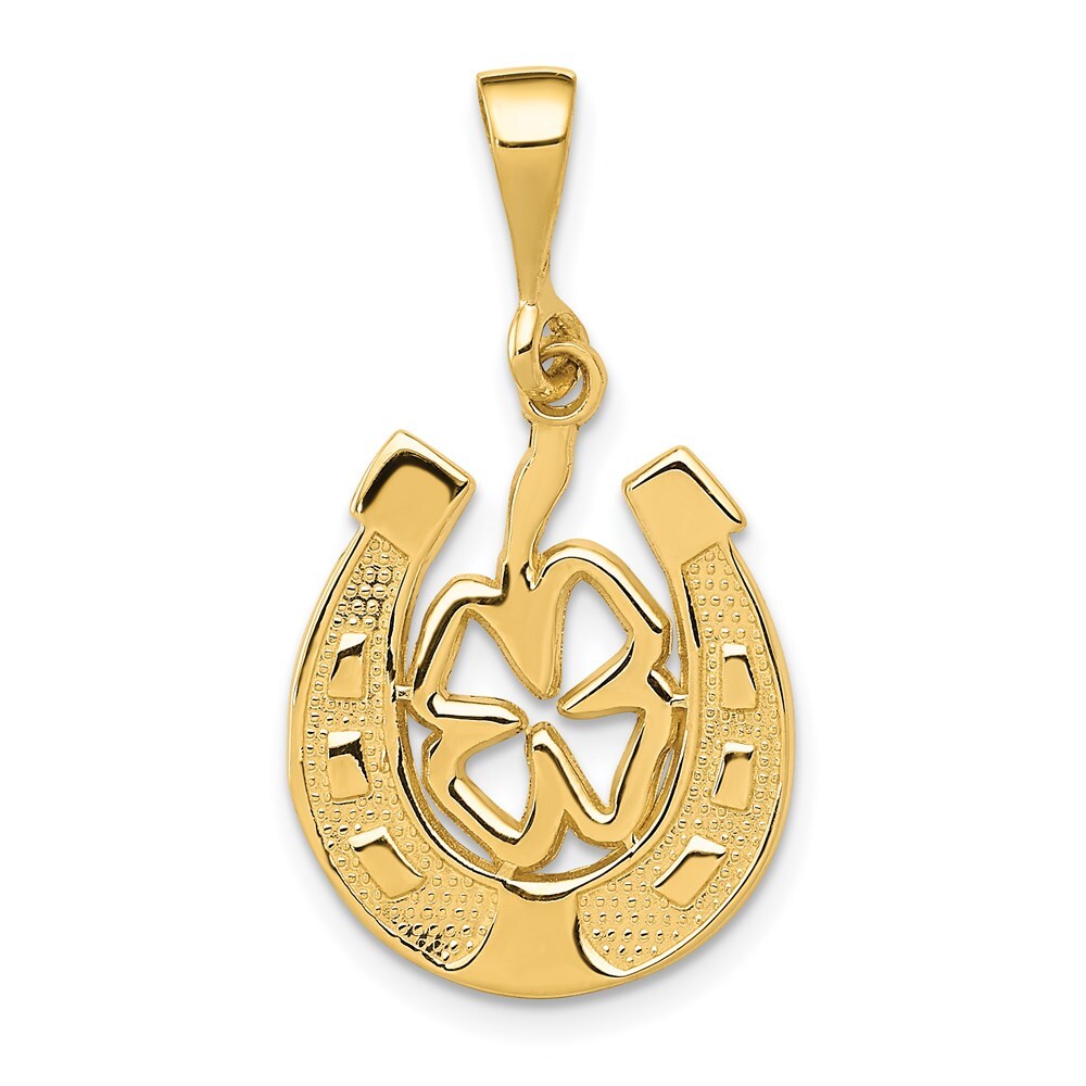 14k Yellow Gold Good Luck Clover Pendant for Women