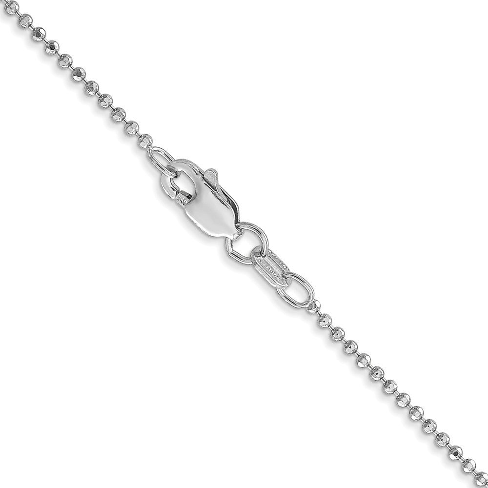 14K White Gold 1.2mm Diamond-cut Beaded Pendant Chain Necklace 20"