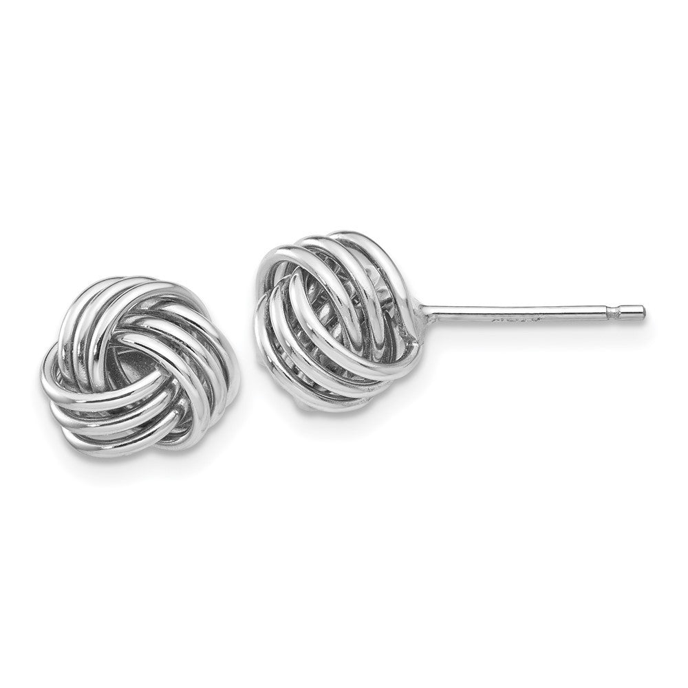 14k White Gold Ridged Love Knot Earrings