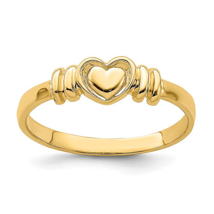 14K Yellow Gold Polished Heart Ring Size 7