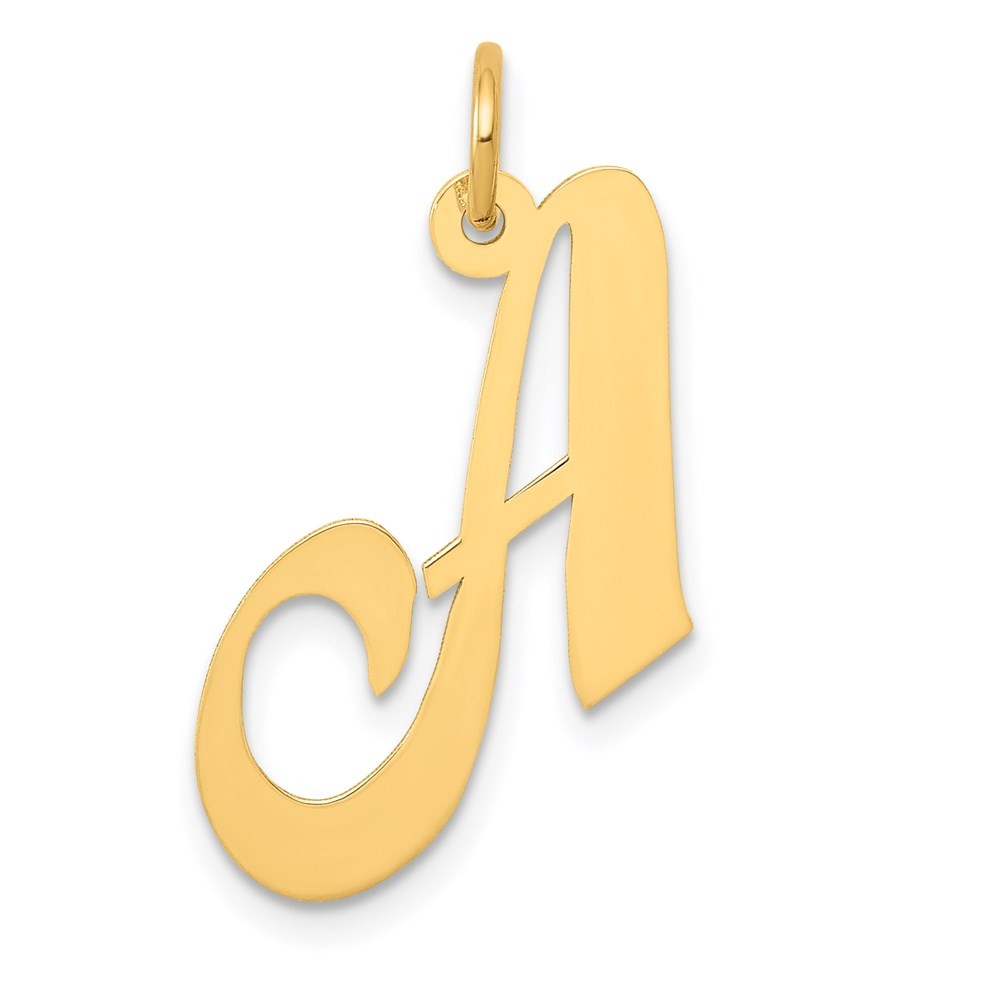 14k Yellow Gold Medium Fancy Script Letter A Initial Charm
