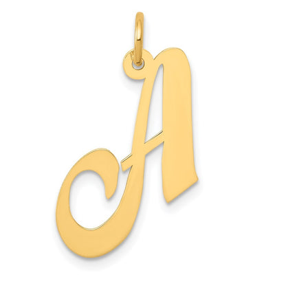 14k Yellow Gold Medium Fancy Script Letter A Initial Charm