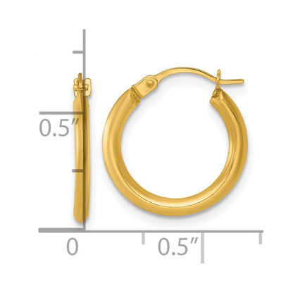 14k Yellow Gold Polished 1.5mm Hoop Earrings Gift for Women