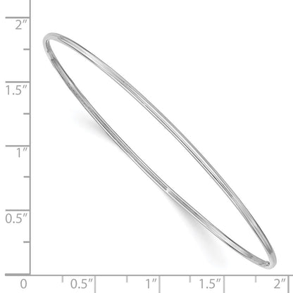 14k White Gold Polished 1.50mm Slip-on Round Bangle Bracelet