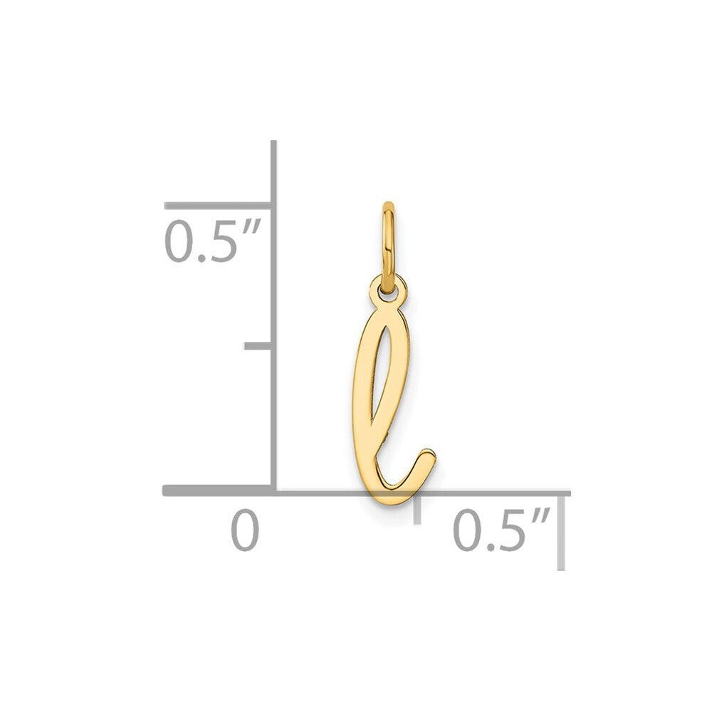 14k Yellow Gold Lower case Letter L Initial Charm Pendant for Women