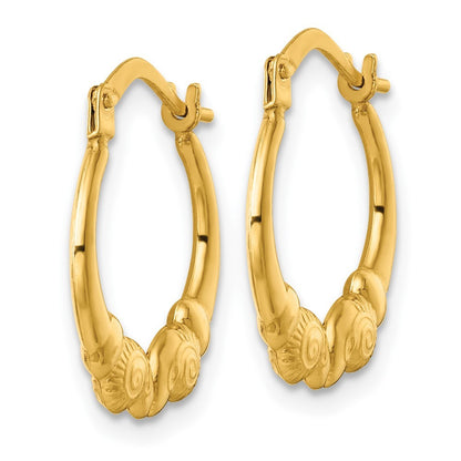 14k Yellow Gold Polished 16.00mm Rams Head Hollow Hoop Earrings