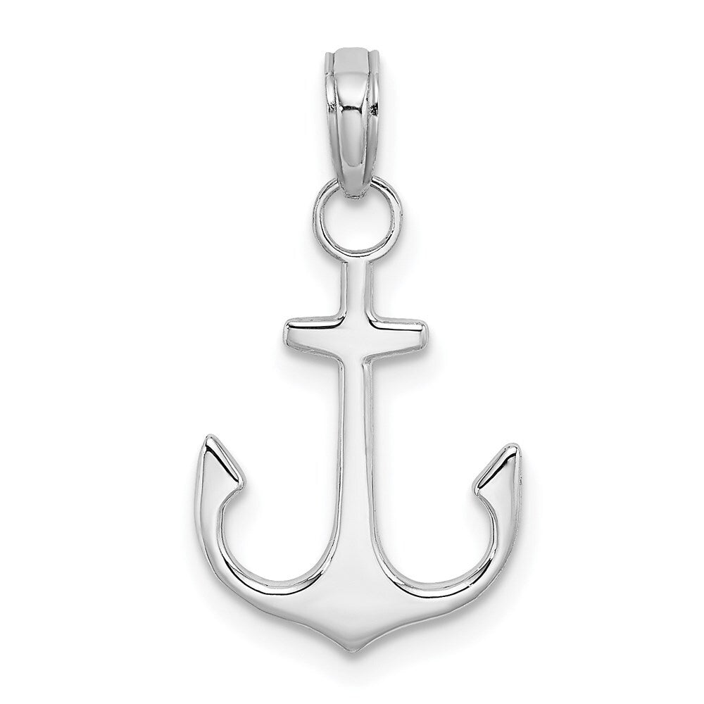 14k White Gold 2-D Polished Anchor Charm Pendant for Women