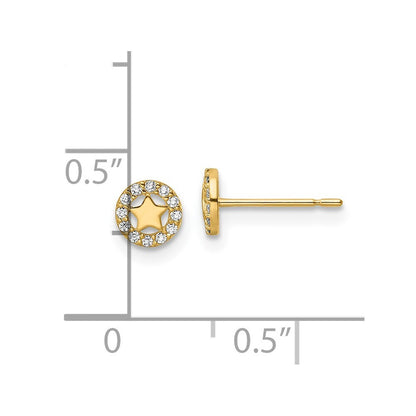 14k Yellow Gold Cubic Zirconia Star Stud Earrings Gift for Women