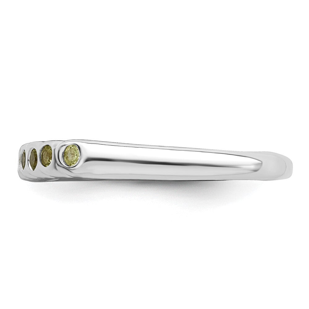 Sterling Silver Rhodium Peridot Ring Size 8