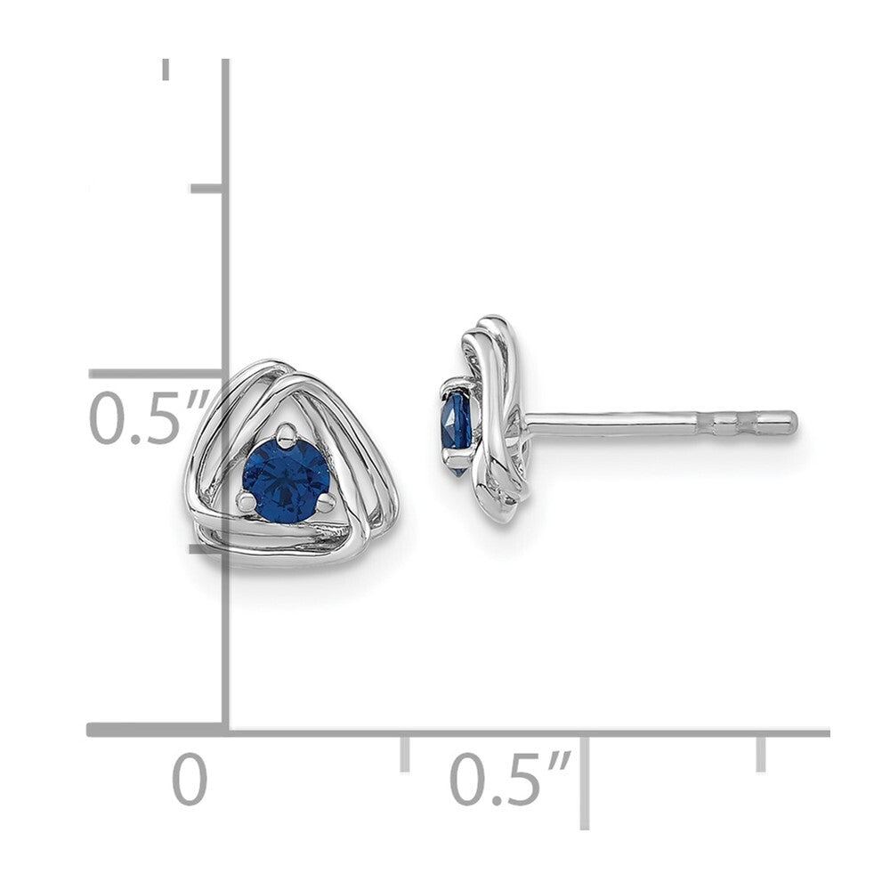 14k White Gold Created Sapphire Stud Earrings Gift for Women