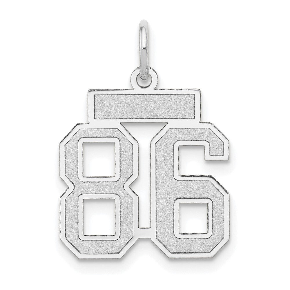 14k White Gold Small Satin Number 86 Charm Pendant for Women